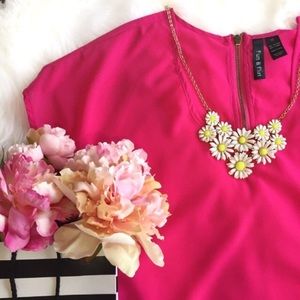 Hot Pink Sheer Short Sleeve Top